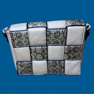 ALFANI woven flap faux-leather women's
crossbody bag purse - CAMEL/SNAKE/BROWN